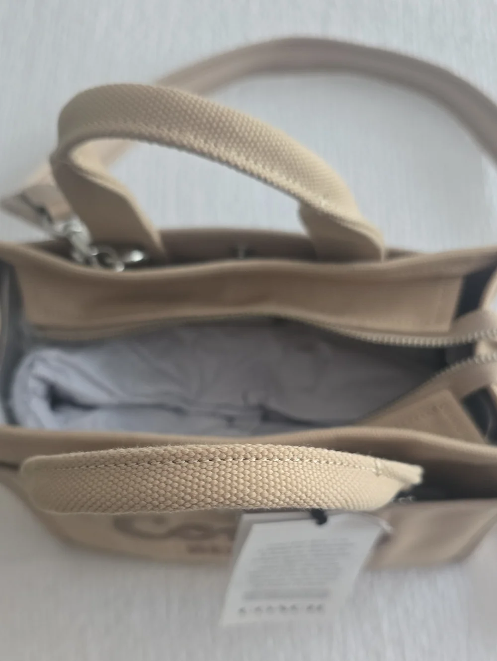 Coach Beige Canvas Mini Tote with Script Logo